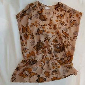 Leith Multi Colored Peplum Blouse